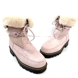 Blondo Canada Vintage Powder Pink Genuine Shearling Waterproof Prepp Winter Boot